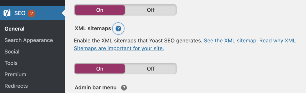 Yoast sitemap settings